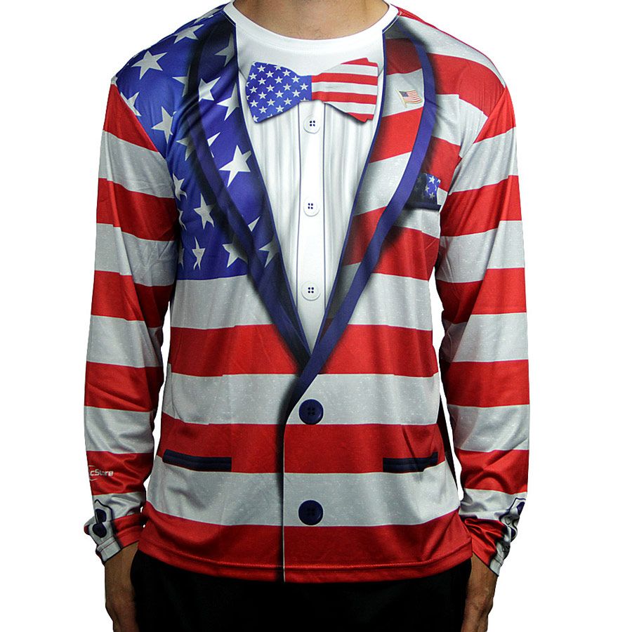 American Flag Full Sub Tuxedo Long Sleeve Jersey