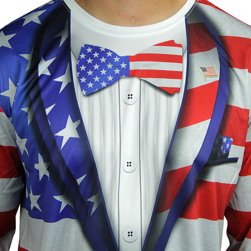 American Flag Full Sub Tuxedo Long Sleeve Jersey