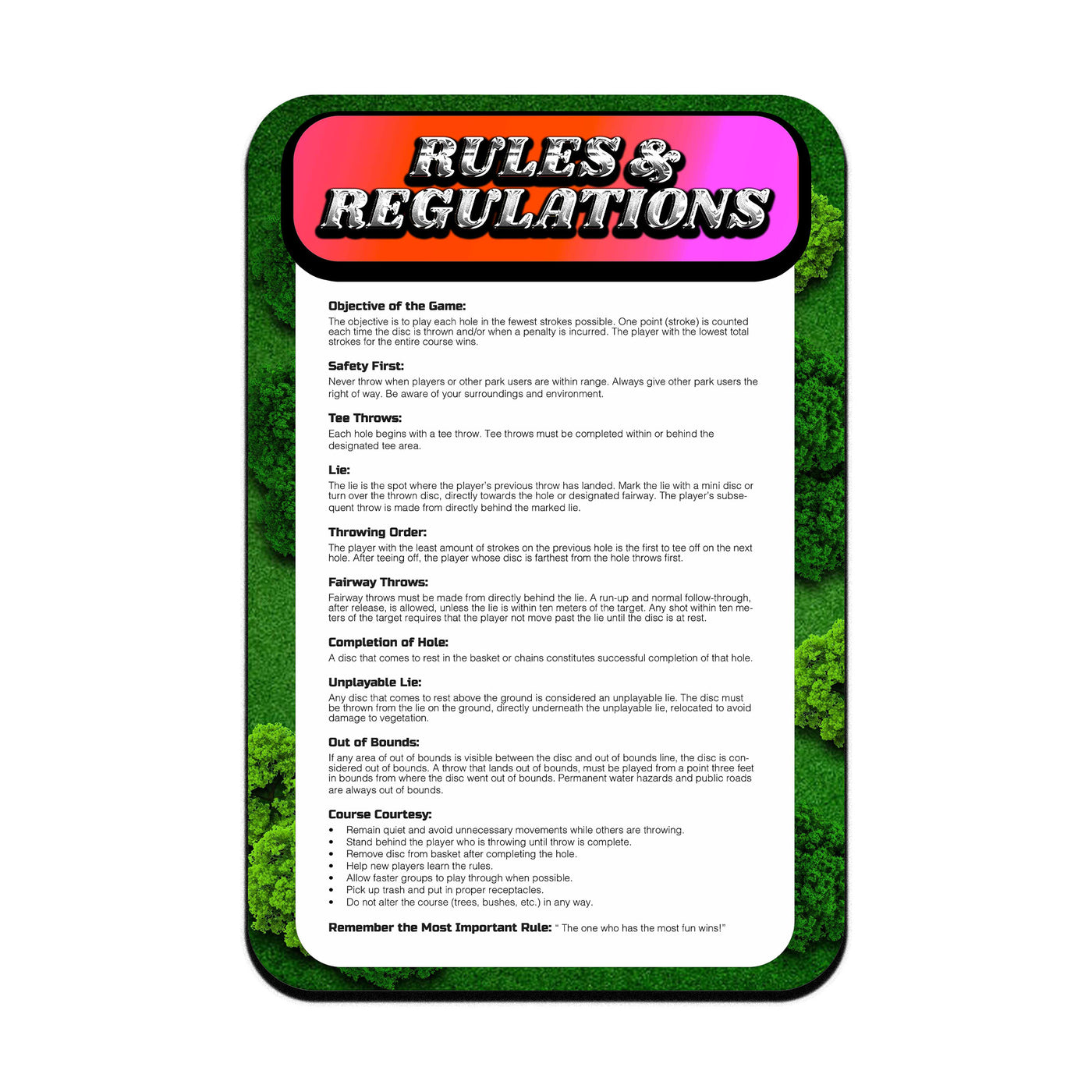 Rules & Regulations Signage